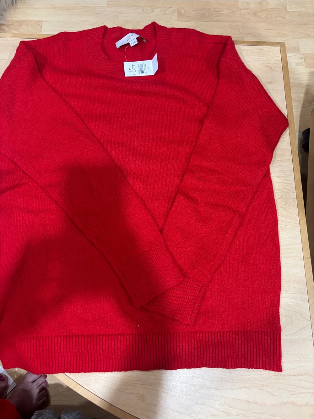 LOFT Women's Bright Red Crewneck Sweater